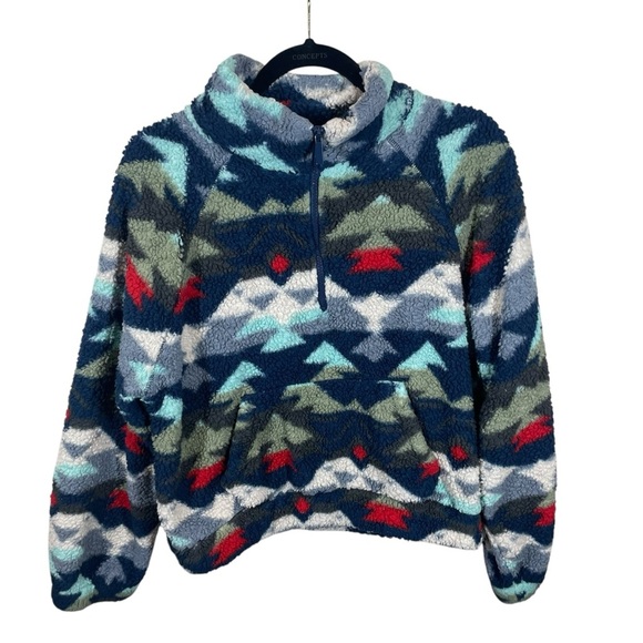 Aeropostale AERO Printed Sherpa Fleece Half-Zip Crop Pullover Womens large - Picture 2 of 7